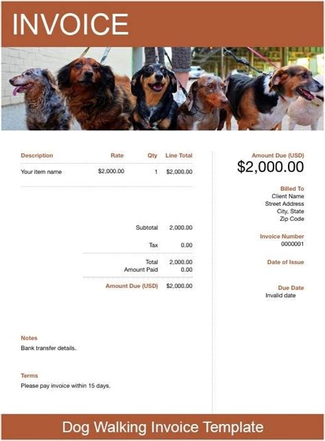 Dog Walking and Sitting Invoice Template