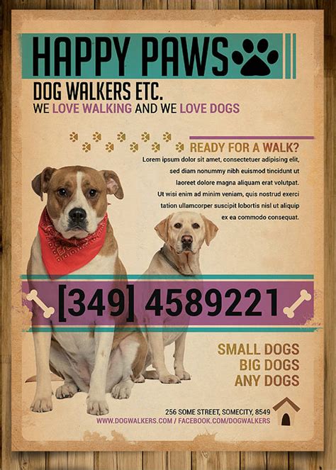 Dog walking business flyer template