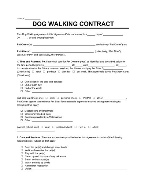 Dog Walking Contract Template