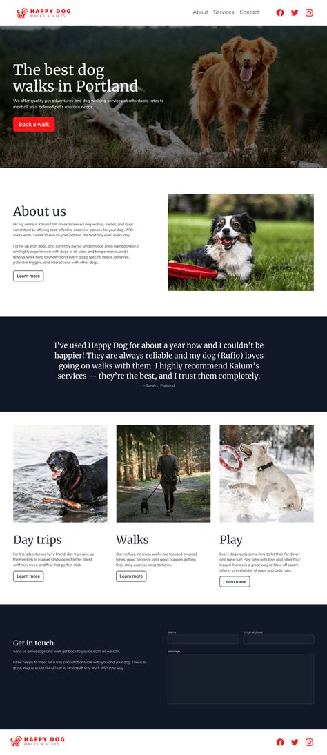 Dog Walking Website Template Design Examples