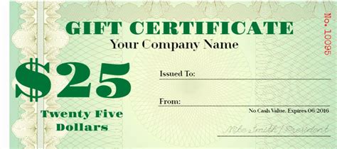 Dollar-Amount Certificate Template