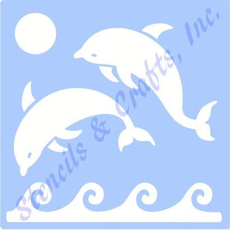 Dolphin with bubbles stencil print design