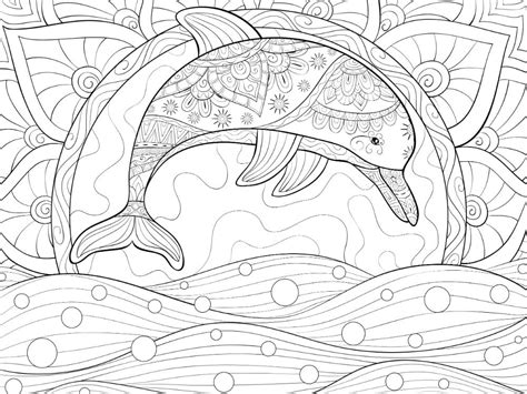 Abstract dolphin coloring page with unique patterns