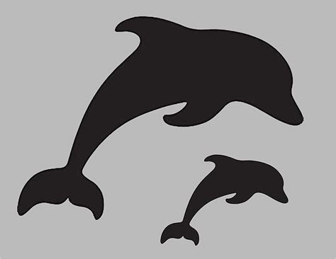 Dolphin jumping stencil print design