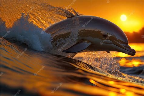 Dolphin in the sunset stencil print design