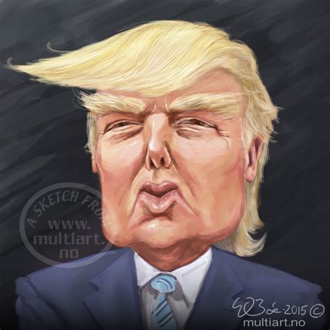 Donald Trump caricature with a raised eyebrow