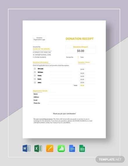 Donation Receipt Template Google Docs