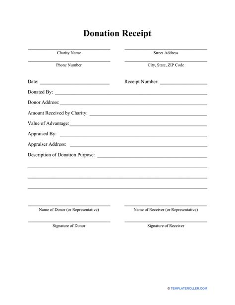 Donation Receipt Template PDF