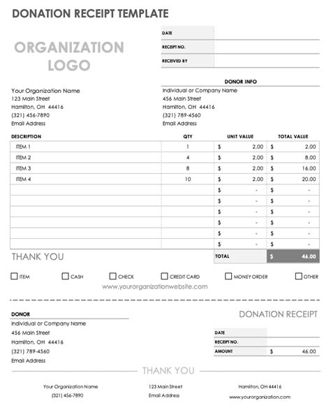 Donation Receipt Template Smartsheet