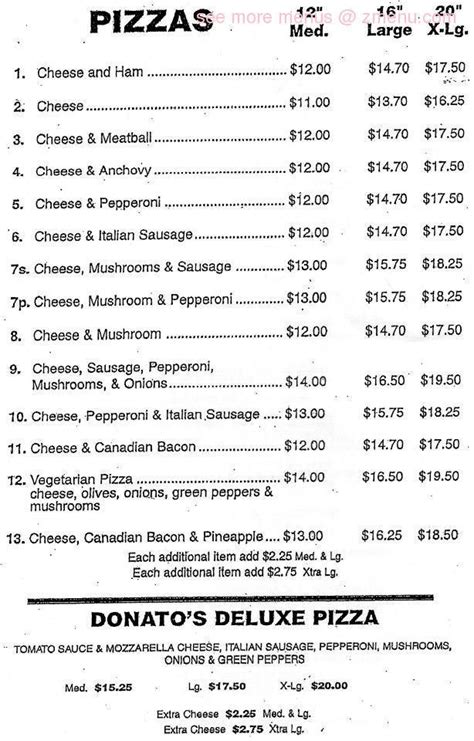 Donatos Printable Menu