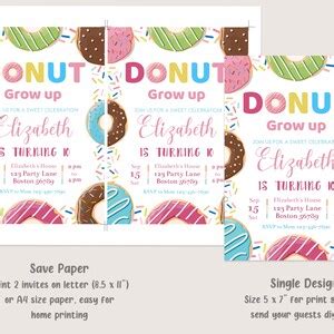 Donut Themed Party Invitations