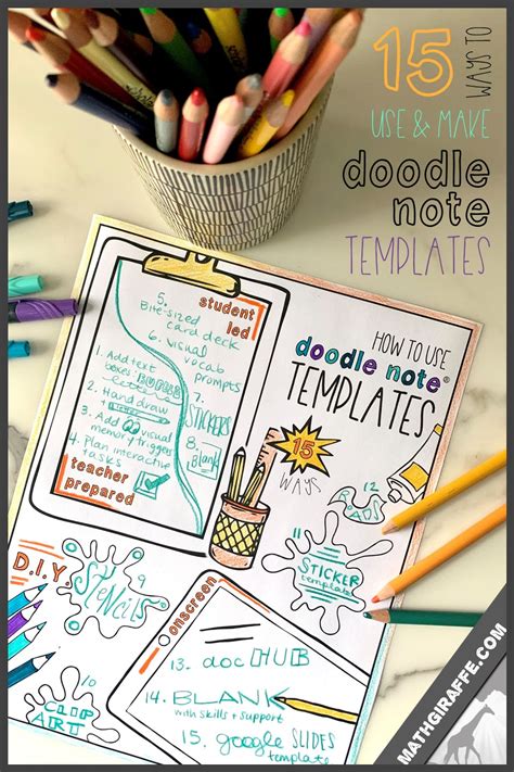 Doodle notepad template with fun illustrations