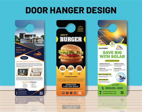 A simple door hanger design with a bold font and eye-catching colors