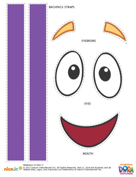 Dora Backpack Face Printable For Kids Fun