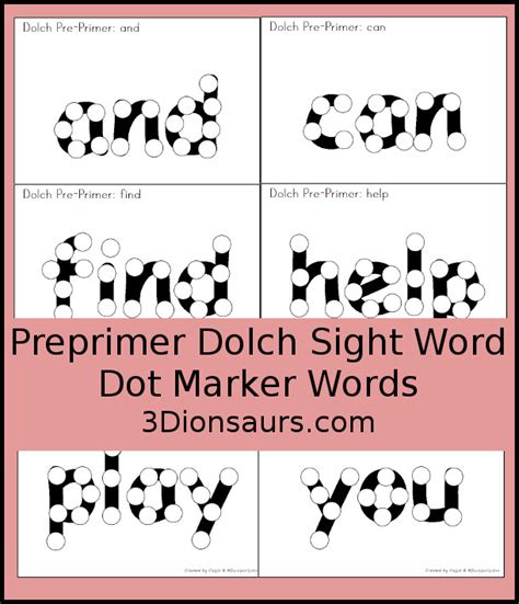 Dot marker sight words activity