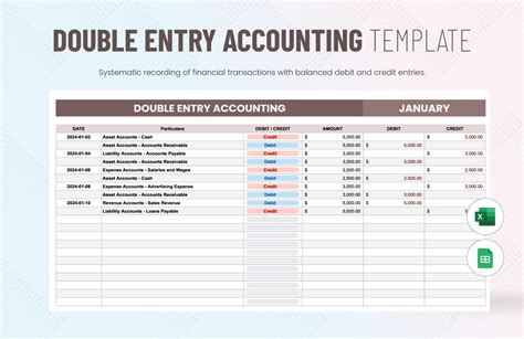 Double-entry template example 9