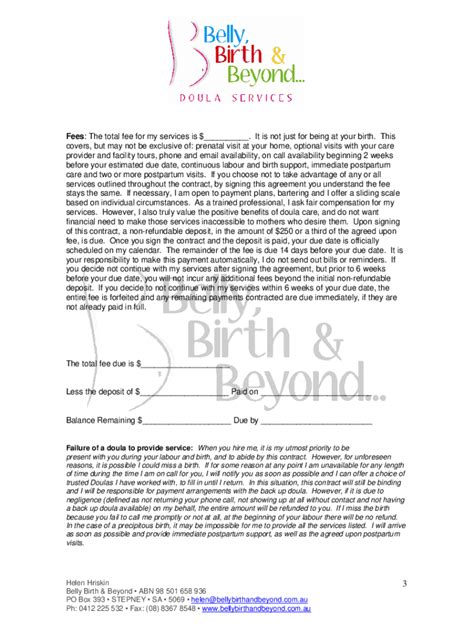 Doula Contract Template PDF