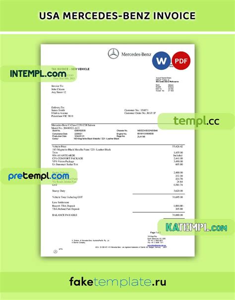 Download Mercedes Benz Invoice Template