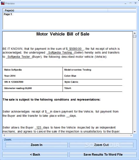 Downloading Microsoft Word Vehicle Bill of Sale Template