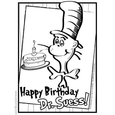 Dr. Seuss birthday cake coloring