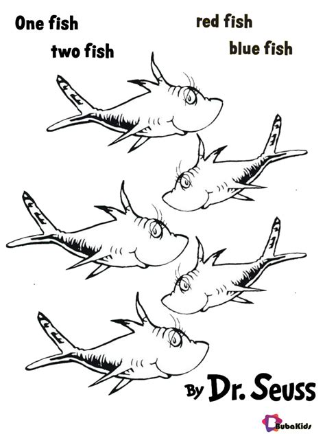 Dr Seuss Blue Fish Coloring Page