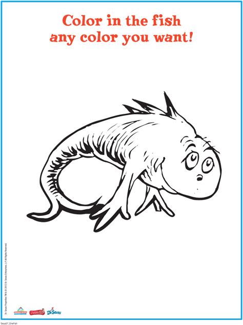 Dr Seuss Fish Coloring Pages for Parties