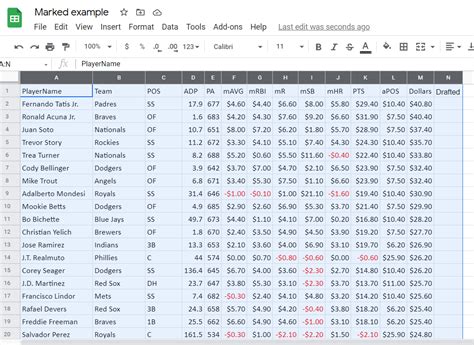 Draft Tracker Spreadsheet