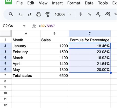 Dragging Fill Handle in Google Sheets