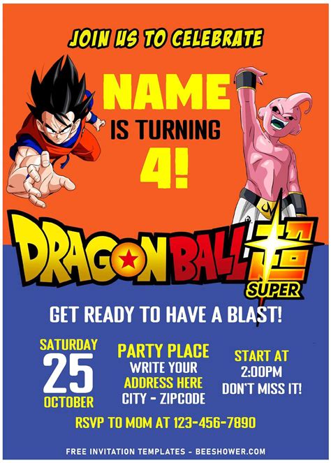 Dragon Ball Z Invitation Template 2