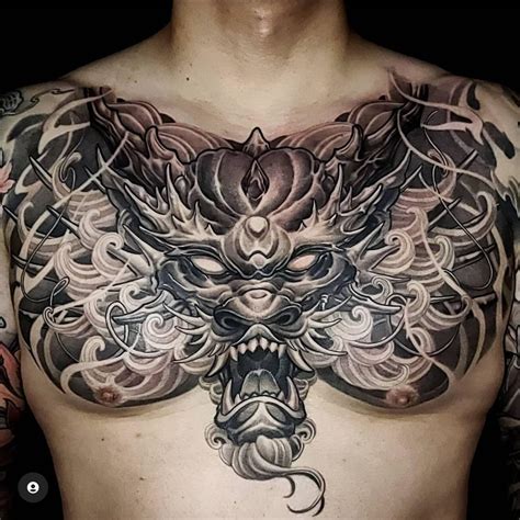 Dragon chest tattoo design for men