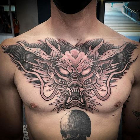 Dragon Full Chest Tattoo Design Example