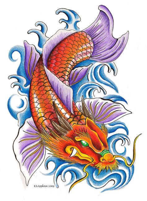 Dragon koi fish tattoos