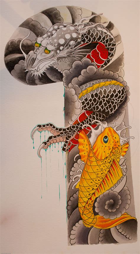 Dragon koi tattoo