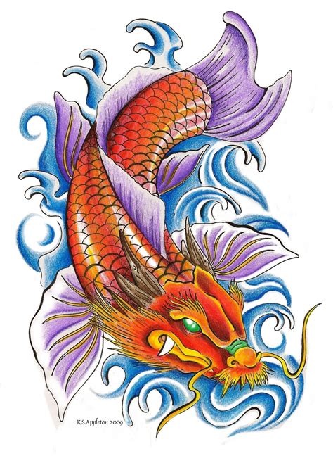 Dragon tattoo koi fish