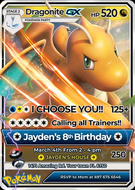 Dragonite's Epic Invitation Template