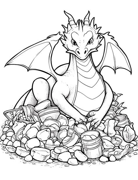 Dragon's Hoard Coloring Page