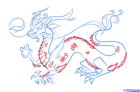 Drawing Chinese Dragon Flame