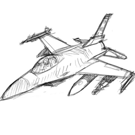 Sketching the basic shape of a fighter plane