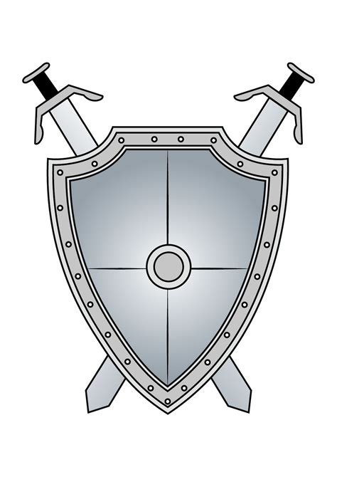 A detailed drawing of a shield