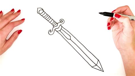 A pencil sketch of a medieval sword