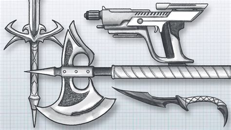 A pencil sketch of a medieval sword