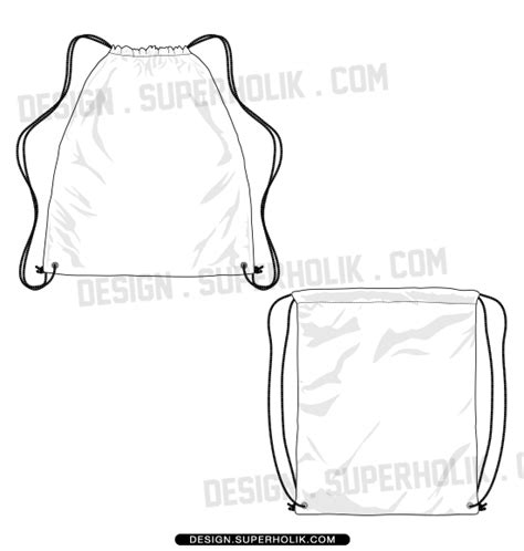 Image of a drawstring bag template on a sewing machine screen