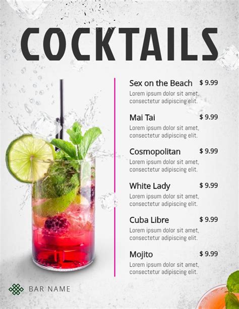 Drink menu template 8