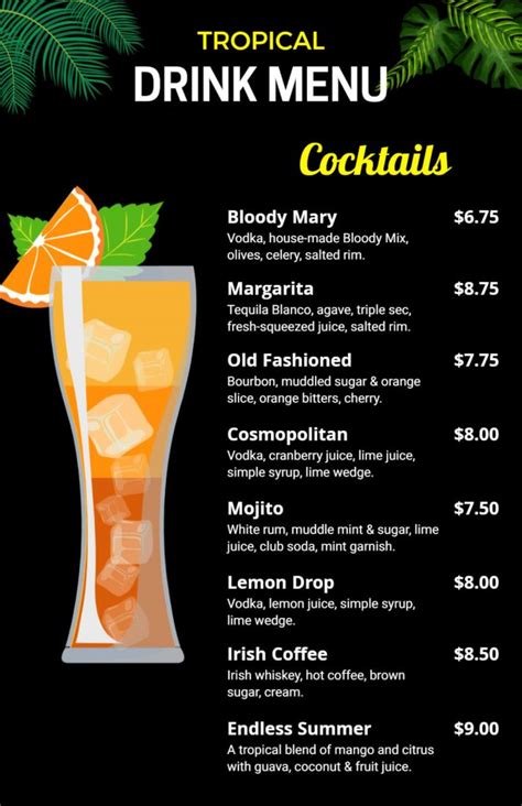 Drinks Menu Design Tips