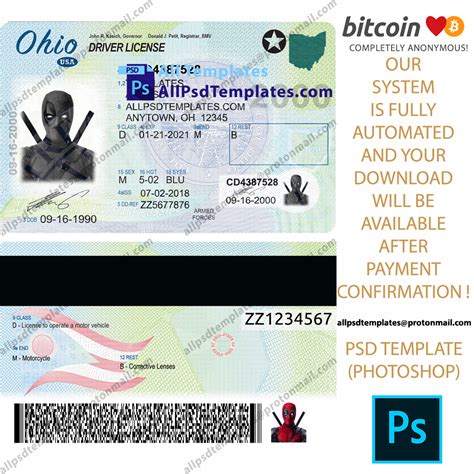 Sample driver's license template