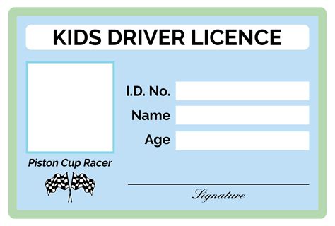 Driver's License Template for Children with Disabilities