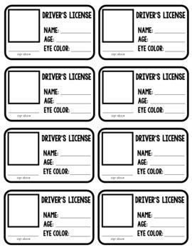 Driver's License Template for Imaginative Play