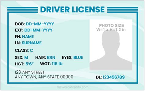 Driver's License Template Microsoft Office