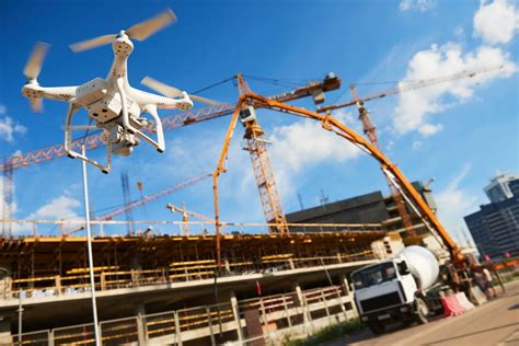 Drone flying over a construction site