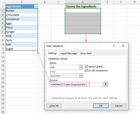 Dropdown Excel Table